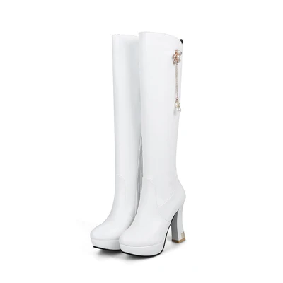 a Marlisasa botas femininas/женские высококачественные удобные осенние высокие сапоги женские повседневные Черные зимние сапоги из искусственной кожи F6041 - Цвет: a