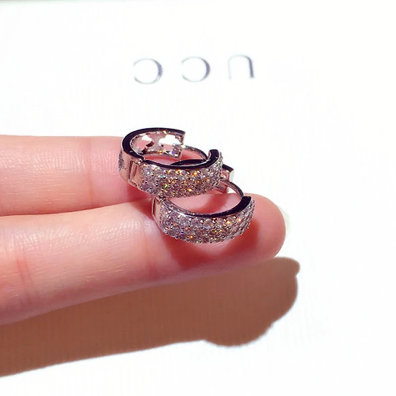 Fashion Korean Bling Pave Zircon Earring for Women Charm High Quality CZ Circle Earring Brincos Wedding Daily Jewelry Pendant