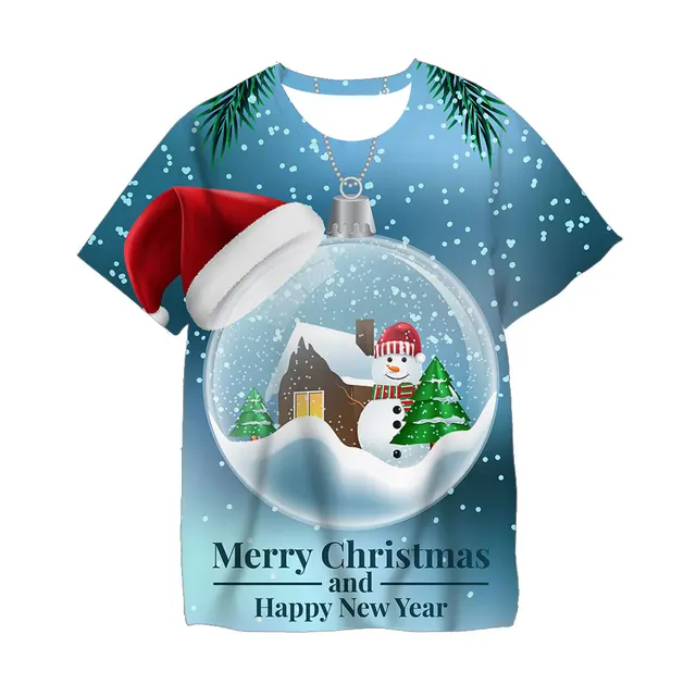 2020 Christmas Children Tshirt Kids Boys Girls T Shirts Santa Claus 3D T Shirt Boys Christmas Party Happy Children Tops TX-040447