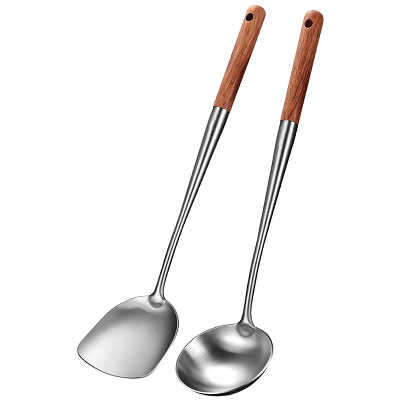 aço inoxidável cozinhar equpment utensílios de cozinha wok espátula ferro concha conjunto de ferramentas espátula para ferramentas de cozinha acessórios