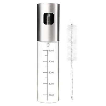 

Oil Sprayer,Stainless Steel Vinegar Sprayer,Spray with Portable Brush,Barbecue Olive Oil Glass Bottle 100 ml for Kitchen,Cooking
