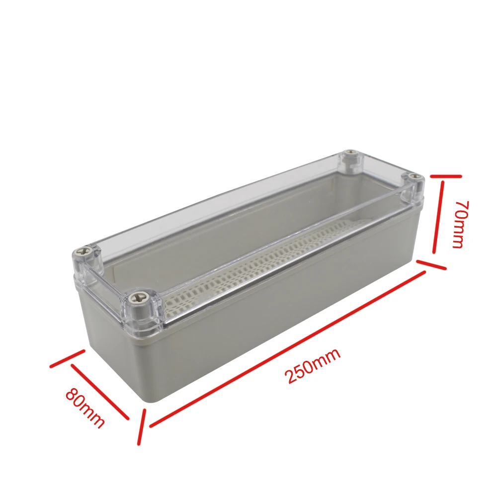 

250*80*70mm waterproof project enclosure box ABS plastic junction cases housing with Clear Cover