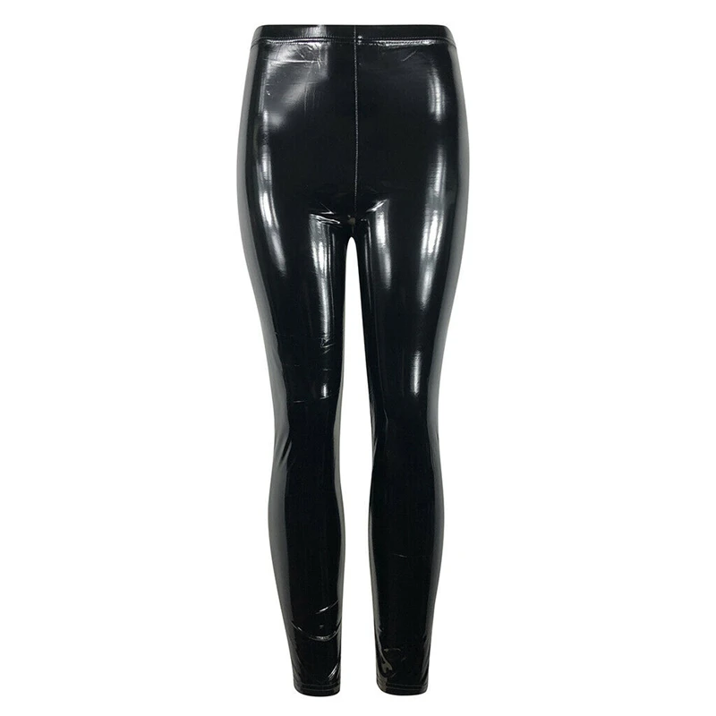 D NEW Fashion Women's Wet Look Stretchy Pants Solid Red Faux Leather Skinny Leggings Pencil Trousers - Color: D
