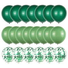20 piezas de verde Globos de Confetti metalizado Ballon selva/animales Safari decoraciones para fiesta de cumpleaños niños aniversario Globos