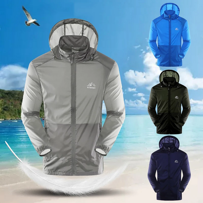 

Men Women Waterproof Sun Protection Clothing Fishing Hunting Clothes Quick Dry Skin Jackets Ultra-Light Camping Rain Jacket