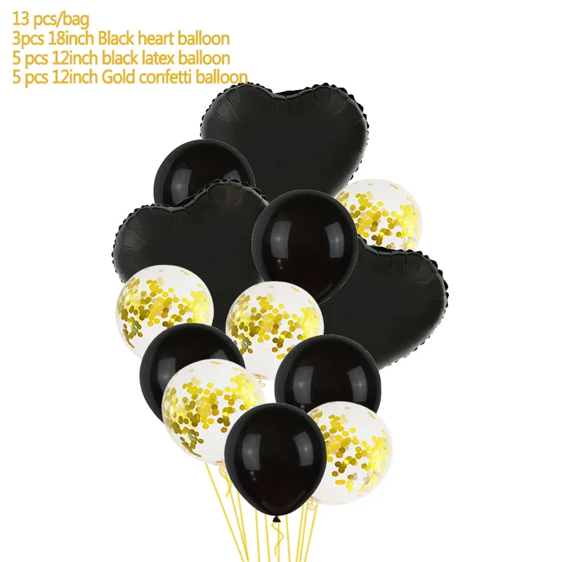 1 комплект, черный, золотой надувной Гелиевый шар с новогодним праздником, украшение для дня рождения, Детские фольгированные шары, свадебные, рождественские принадлежности - Цвет: BT09
