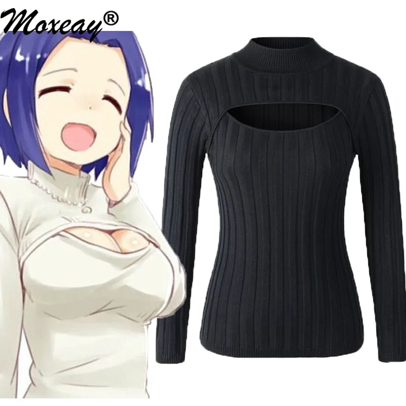Moxeay Sexy Open Chest Sweaters Harajuku Women Slim Anime Keyhole Pullovers Turtleneck Collar Knit Keyhole Sweaters Cosplay 2019 Pullovers Aliexpress