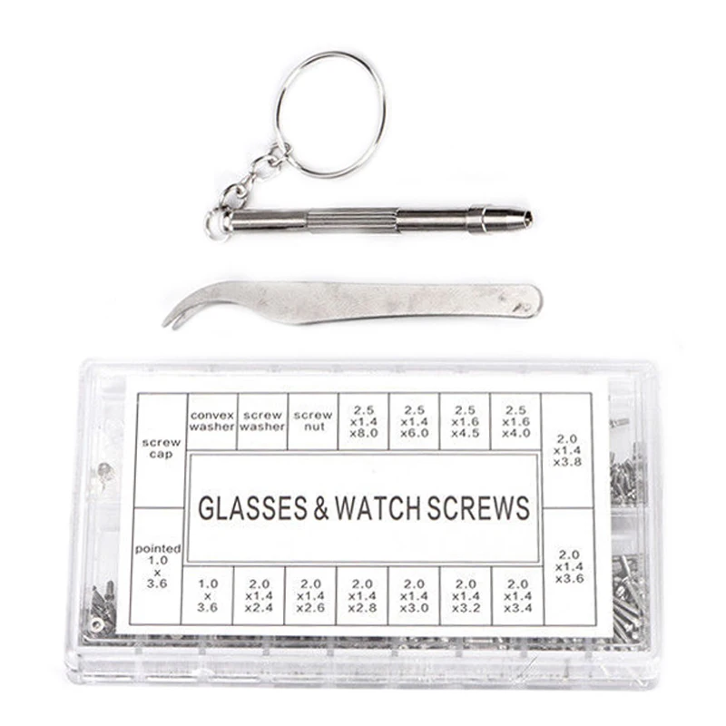 

Mayitr 1000pcs Stainless Steel Small Screws Nut Kit for Glasses Sunglass Watch Spectacles Phone Repair Tool Set Kits