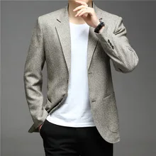 Veste de printemps pour homme, Blazer décontracté, tendance, solide, Business, Slim, en tricot, vêtements de marque 