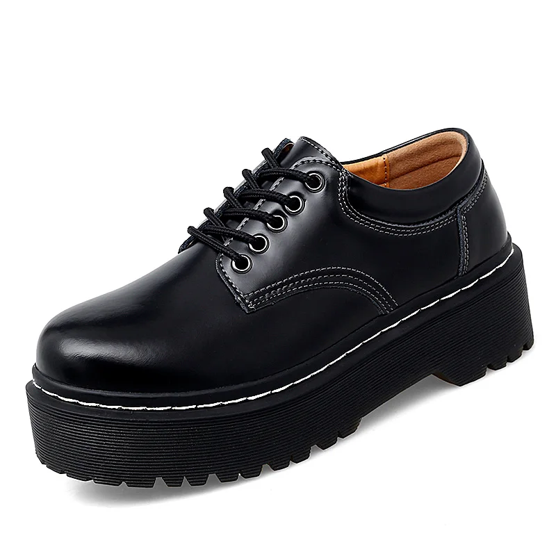 Zapatos informales Oxford para hombre y Mujer, calzado con plataforma de cuero genuino brillante, estilo Punk, suela gruesa, Unisex