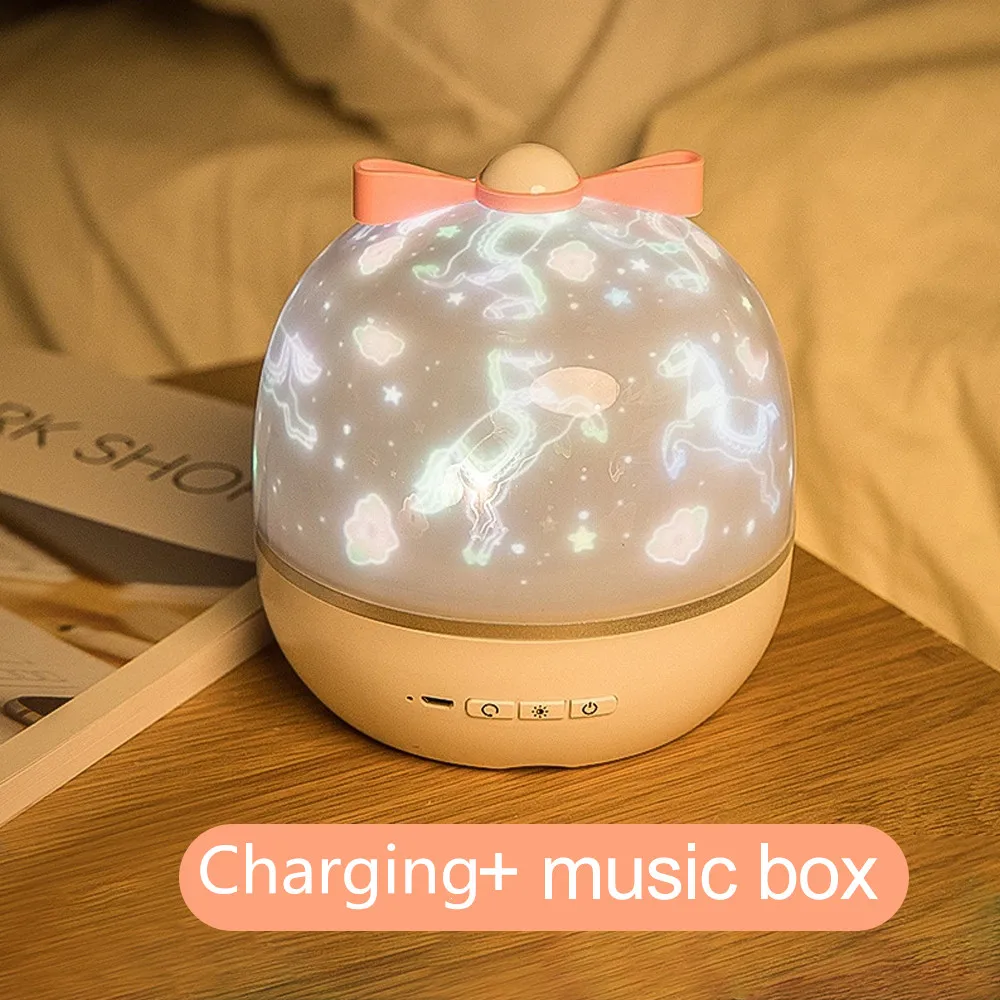 Junejour StarrySky проектор ночной Светильник вращение Звездная Луна Ночная лампа usb зарядка для подарка на день рождения романтическая детская - Испускаемый цвет: Update