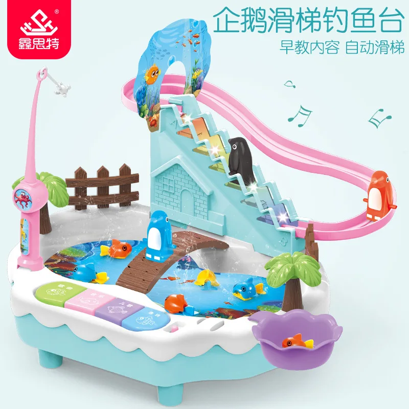 

Educational Yi Le Light Climbing Stairs Magnetic Penguin Fishing Toys-in-Electric USB Power Supply 3-6-Year-Old Toy