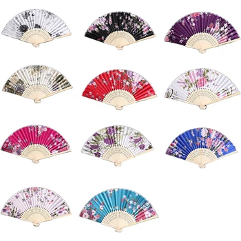 

36Pcs Portable Folding Fan, Silk Flower Folding Fan, Fabric Folding Fan, Bamboo Fan for Wedding Banquet (Ran Color)