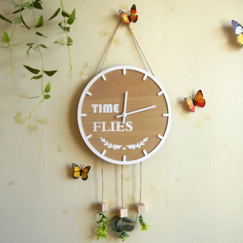 

Country Wall Clock Wood Living Room Creative Decoration Wall Clock Reloj Pared Madera Design Modern Home Decoration DD55WC