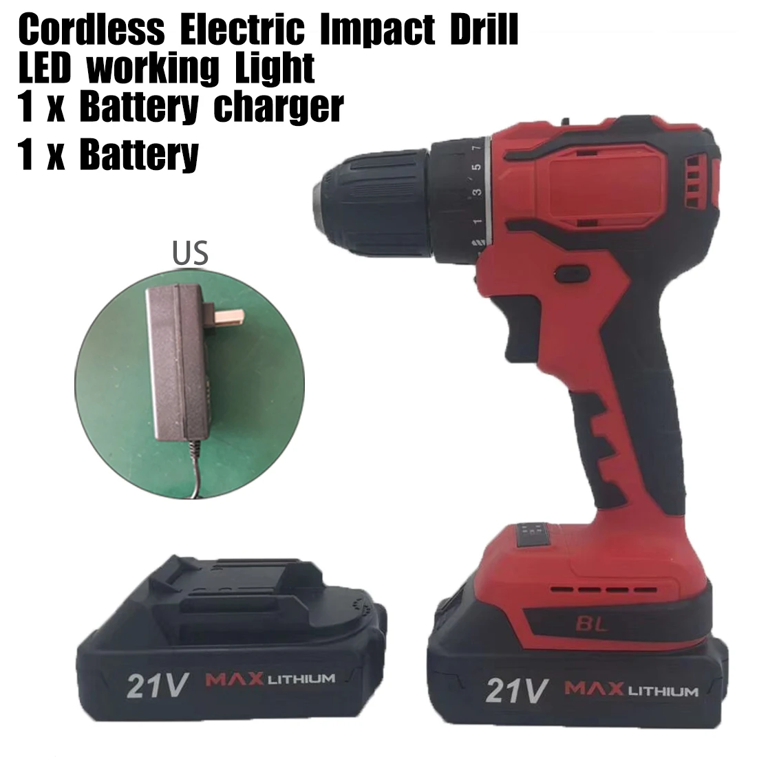 

21V 80-150Nm Cordless Brushless Electric Impact Drill Screwdriver With Battery Drilling Electric Hand Drill