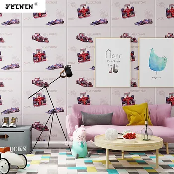 

Kindergarten kids room decoration wall stickers cartoon racing self-adhesive wallpaper background wallpaper waterproof stickers