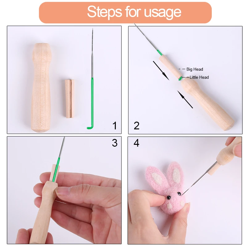 MIUSIE Multicolor Wool Fiber DIY Wool Felt Kit Handle Felt Toys Making Fabric Materials Handcraft Needle For Beginners