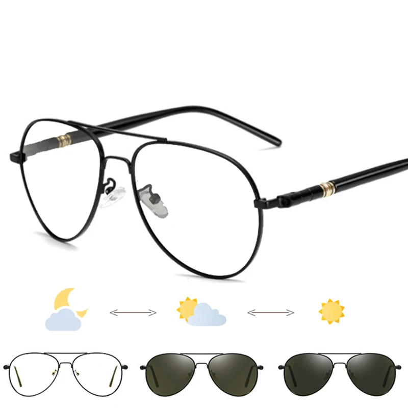 Fotochromowe okulary korekcyjne – automatyczne dopasowanie do światła 6 Odcień zewnętrzny słońce fotochromowe okulary dla krótkowzroczności pilota z okularami korekcyjnymi męskie owalne okulary przeciwsłoneczne dioptrii 0 -0,5 -0,75 do -6,0 4