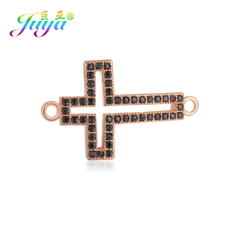 Rose Gold Black Juya DIY аксессуары для ювелирных изделий Rhombus Бесконечность Крест Шарм Разъемы для ручной работы браслет ожерелье серьги изготовление - Цвет: Rose Gold Black
