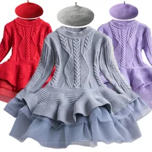 Зимнее платье для девочек; костюм принцессы с длинными рукавами; коллекция года; брендовые Детские праздничные платья для девочек; детская повседневная одежда