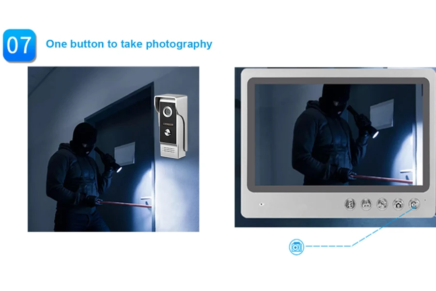 Видеодомофон система 9 дюймов монитор Запись дверной звонок с камерой, металлическая ИК камера ночного видения панель вызова для виллы