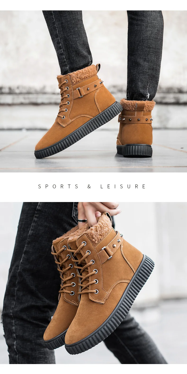Winter new Martin boots warm plus velvet cotton boots high to help the tube snow boots trend thickened wild cotton shoes