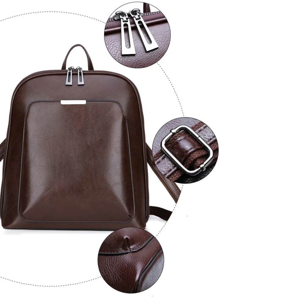 Herald модный винтажный женский рюкзак, брендовый кожаный женский рюкзак, Большая вместительная школьная сумка для девочек, сумки на плечо для отдыха