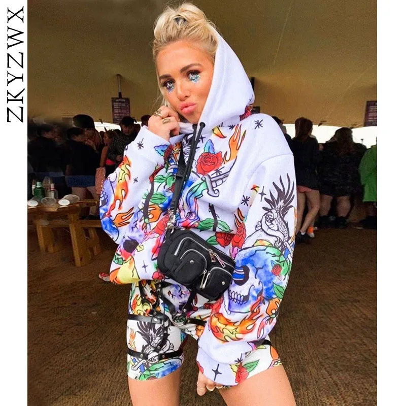 

ZKYZWX Graffiti Camo Hoodies Long Sleeve Loose Hip Hop Long Sweatshirts 2019 Fall New Streetwear Fashion Casual Harajuku Tops