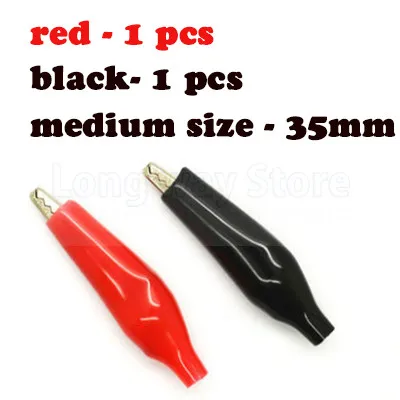 red-black-35mm-2pcs Металлический зажим типа "крокодил", зажимы типа "банан", Электрический зажим, испытательный зонд, черный и красный цвета, с пластиковым зажимом, зажим типа "крокодил", разъем типа "банан" - Цвет: red-black-35mm-2pcs