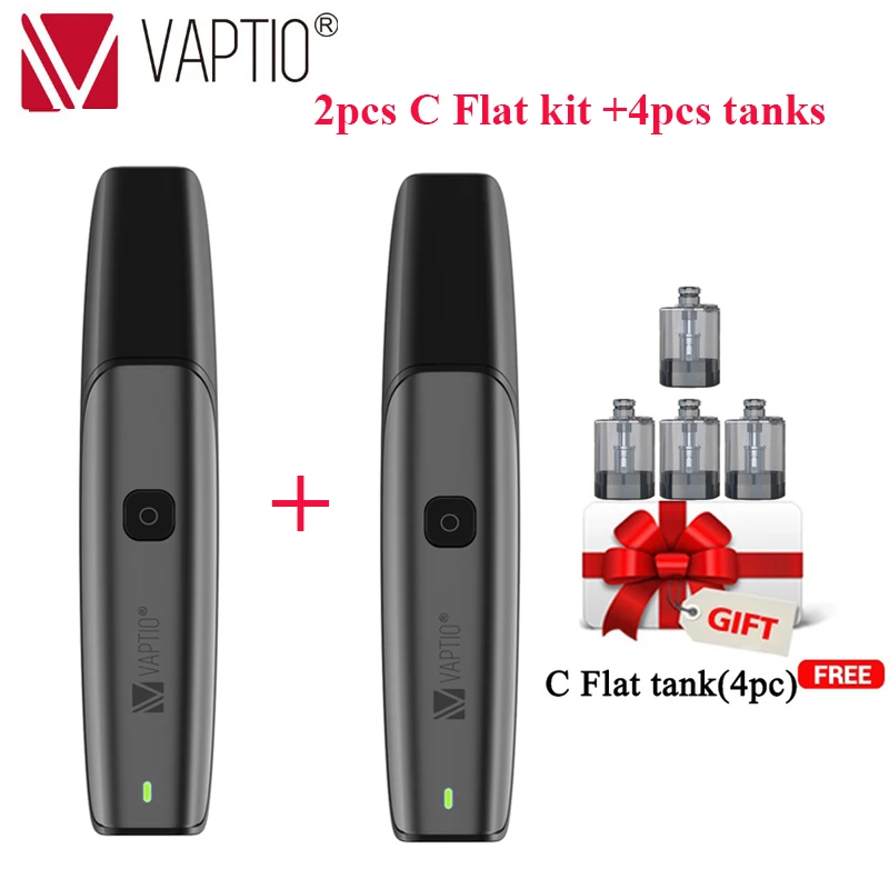 

[GIFT] Electronic Cigarette Original Vaptio C Flat 15W VAPE KIT 1.5ml Pod Over vaping Protection 350mAh battery 1.0ohm ecig kit