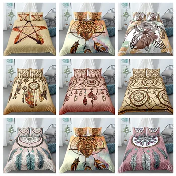 

Dream-catcher Bedding Set Bohemia Owl Duvet Cover Boho Feather Dreamland 3D Digital Printing Bed Sets