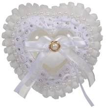 Свадебное кольцо Подушка Сердце коробка с лентой жемчуг Свадебная церемония для свадебных принадлежностей подарок