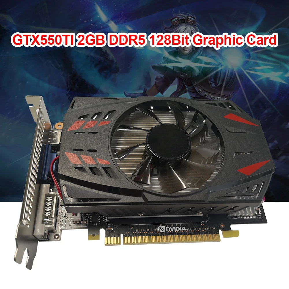 GTX550TI Video Card 2GB/3GB/4GB/6GB DDR5 128Bit Gaming Graphics Card with Cooling Fan DVI+VGA Desktop Computer Part Accessory gpu computer