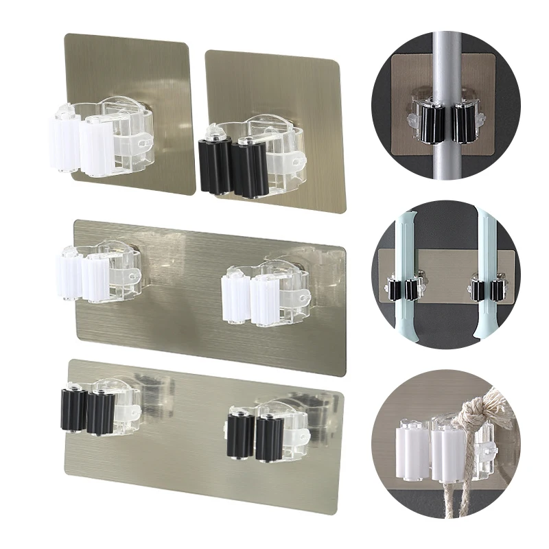 

Adhesive Multi-Purpose Hooks Wall Mounted Mop Organizer Holder RackBrush Broom Hanger Hook Kitchen bathroom Strong Hooks 1/2pcs