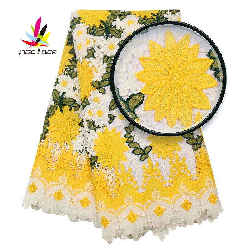 

Cotton Dry Lace Fabric Embroidery Voile 2019 Embroidered African Latest 2019 Yellow Color Designs
