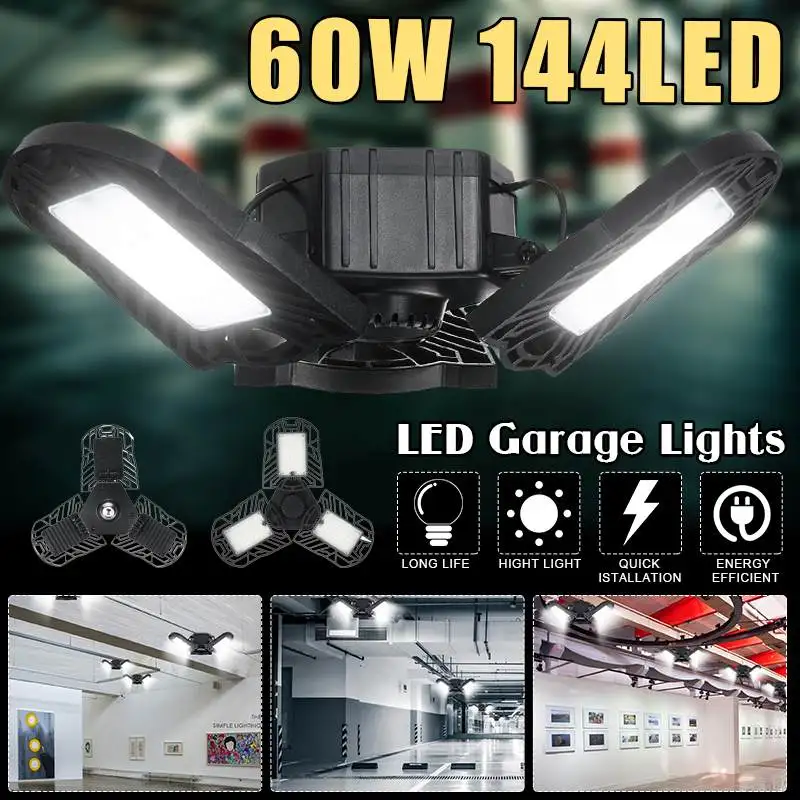 

E27 E26 60W LED High Bay Light Garage Lamp AC 85-265V Waterproof IP65 Industrial Lighting 7000LM garage light for Warehouses