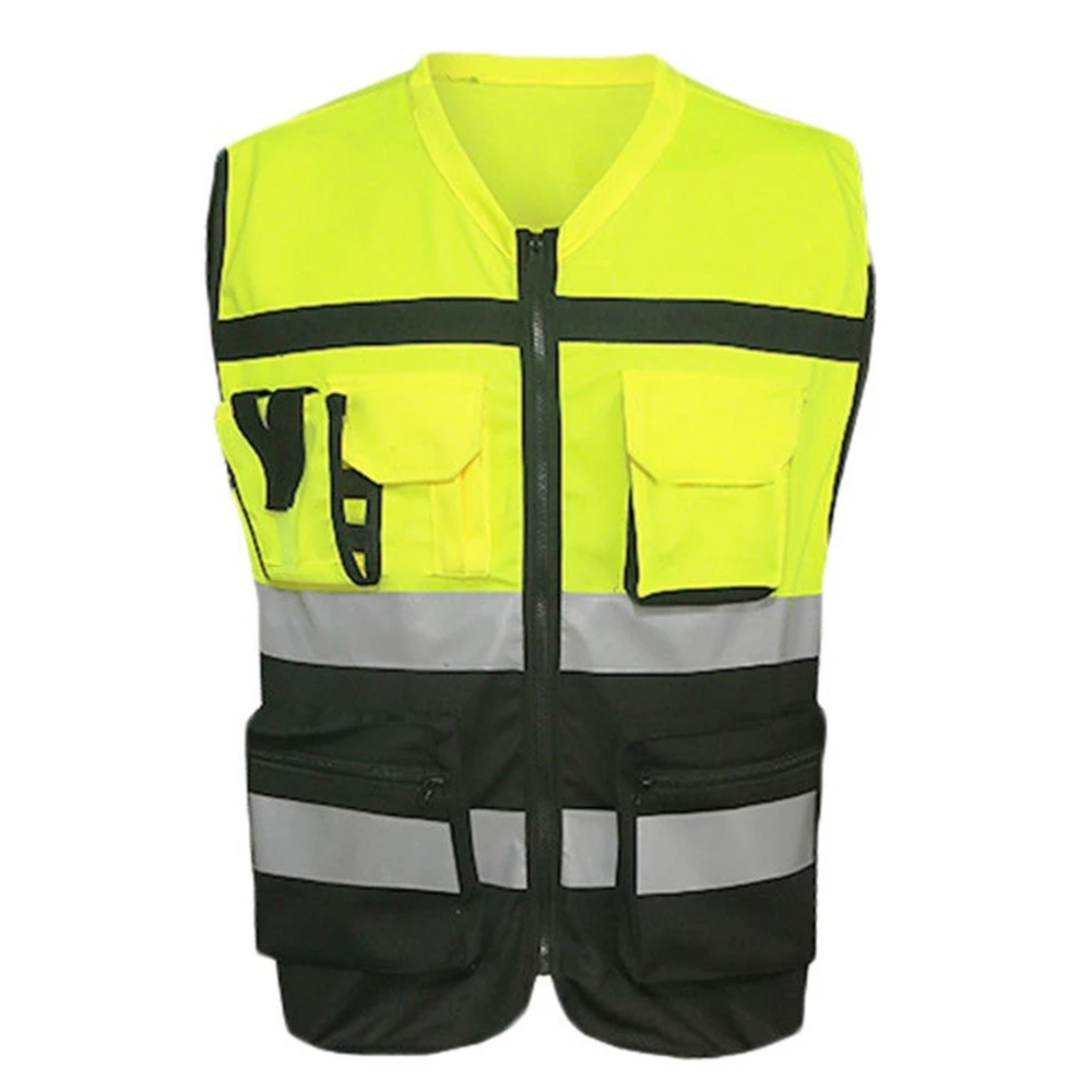 Санитарный работник дорожного строительства безопасности куртка безопасности жилет инженерный желтый черное полиэфирное волокно на открытом воздухе оборудования