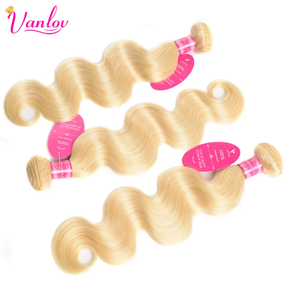 Vanlov  134 613 Blonde Bundles Brazilian Hair Weave Body Wave Bundles 100% Remy Human Hair Bundles 613 Hair Extension