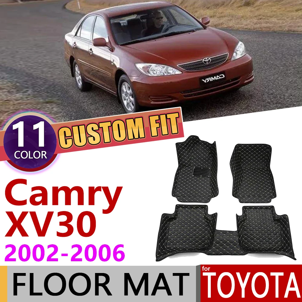 Кожаные автомобильные коврики на заказ для Toyota Camry XV 30 XV30 2002~ 2006 5 мест, водостойкий коврик для ног, аксессуары для ковров 2003 2004 2005