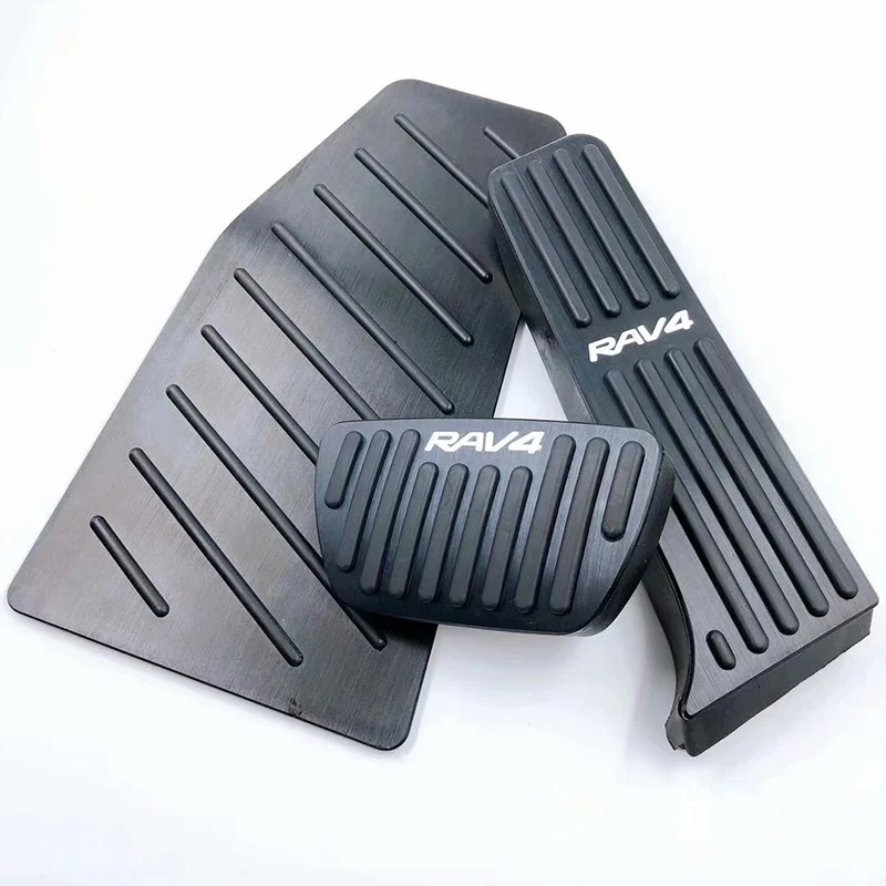 3pcs Black Автомобильный акселератор из алюминиевого сплава, педаль газа, педаль тормоза, накладка, нескользящая Накладка для Toyota RAV4, автомобильные аксессуары - Название цвета: 3pcs Black