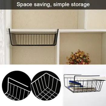 

Storage Basket 2 Colors Table Hanging Basket Storage Box Iron Household Supplies Space Saver Closet Large Volume Home