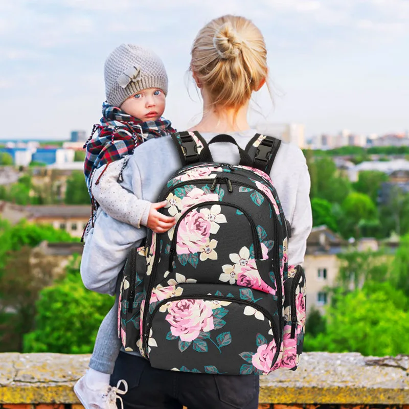 

Europe And America Mummy Backpack Multi-functional Large-Volume MOTHER'S Bag USB Baoma Nursing Fashion Mummy Backpack