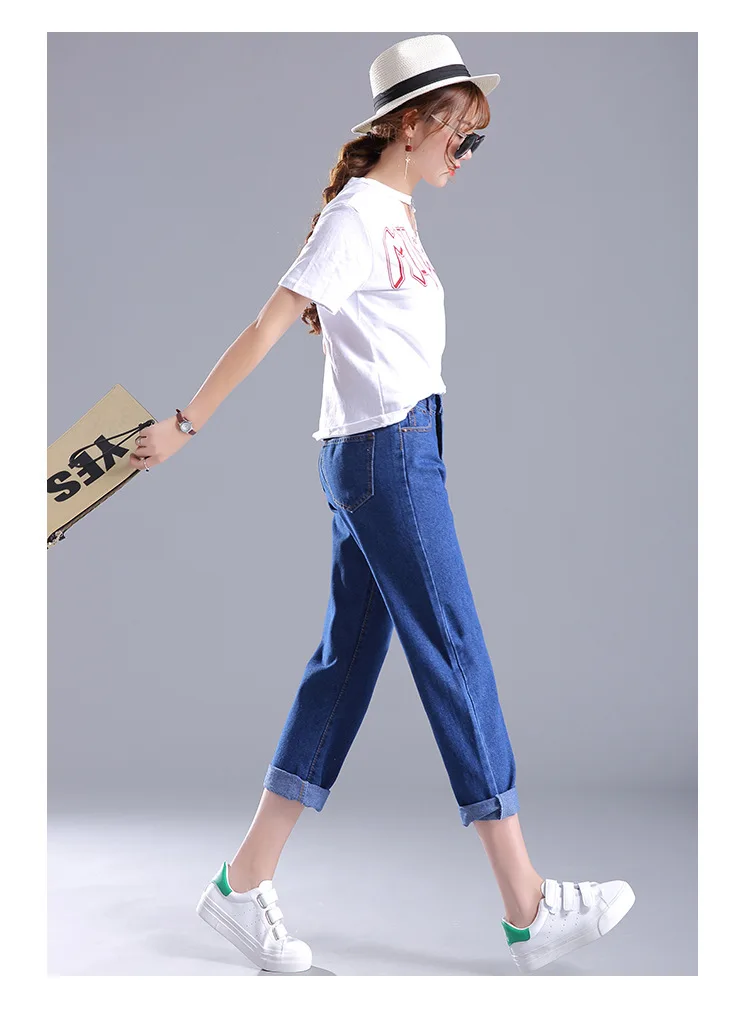 New Style Korean-style WOMEN'S Wear Loose-Fit High-waisted WOMEN'S Ankle-length Pants Large Size Jeans Women's Casual Harem