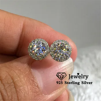 

Stud Earrings For Women S925 Silver Needles Simple Wedding Bridal Fine Jewelry Cubic Zirconia 4 Claws Ear Studs Brincos CCE729