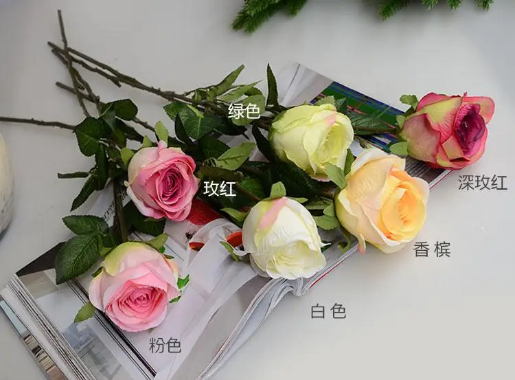 24"(60cm) length Upscale Artificial Silk Rose Flower Carft Ornament For Home Display Wedding Decoration 20pcs/lot