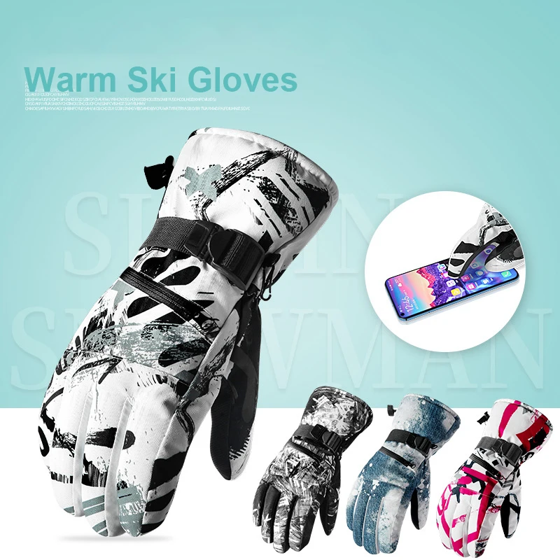 

Waterproof Ski Gloves Thermal Men Women Fleece Warm Snowboard Snow Gloves Touch Screen Winter Snow Gloves