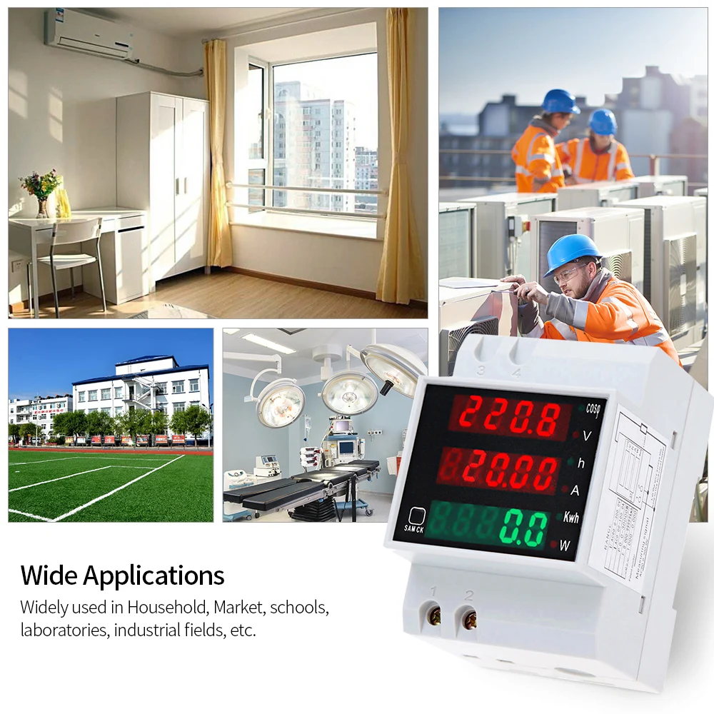 D52 2047 AC80 300V 100A Многофункциональный цифровой измеритель для монтажной рейки