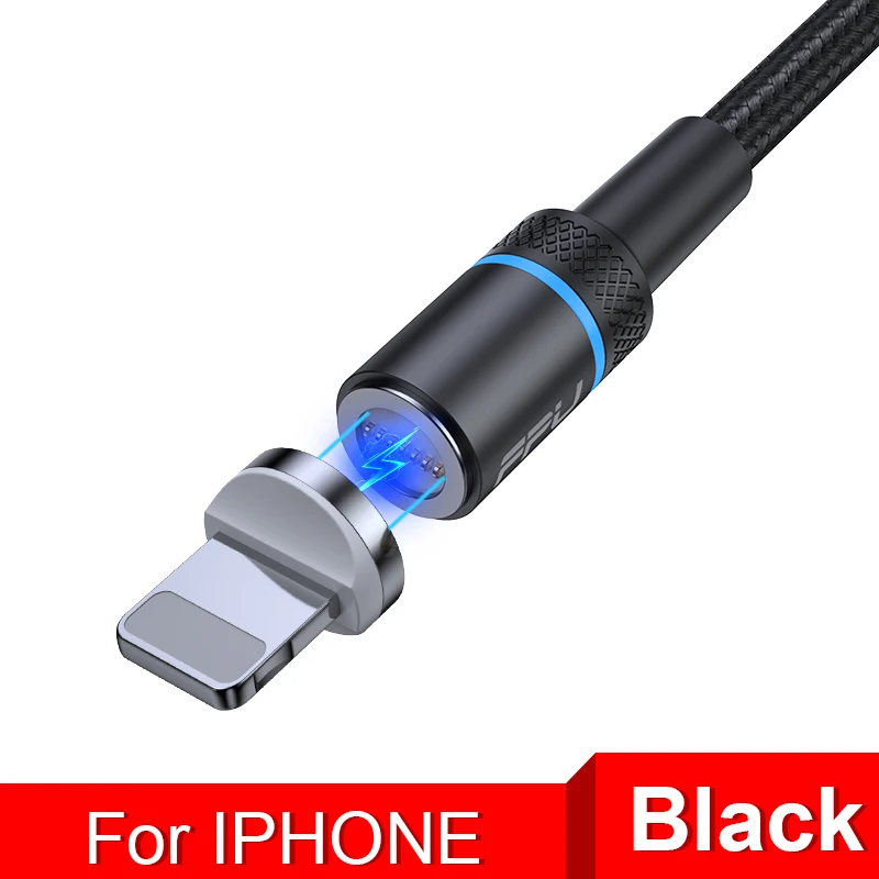 Black For iPhone FPU Магнитный кабель Micro usb type C для iPhone кабель 1 м 2 м 3A провод для быстрой зарядки провод type-C магнит зарядное устройство кабели для мобильных телефонов - Цвет: Black For iPhone