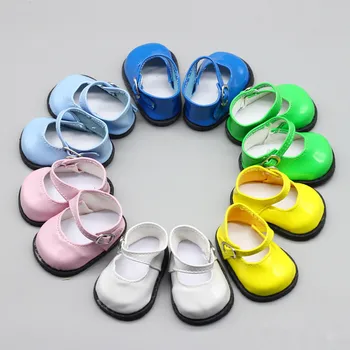 

Doll Accessories Pink White Blue Leather Shoes with Round Head and Buckle for 18 inch American Dolls Toy Shoes for 43cm Dolls