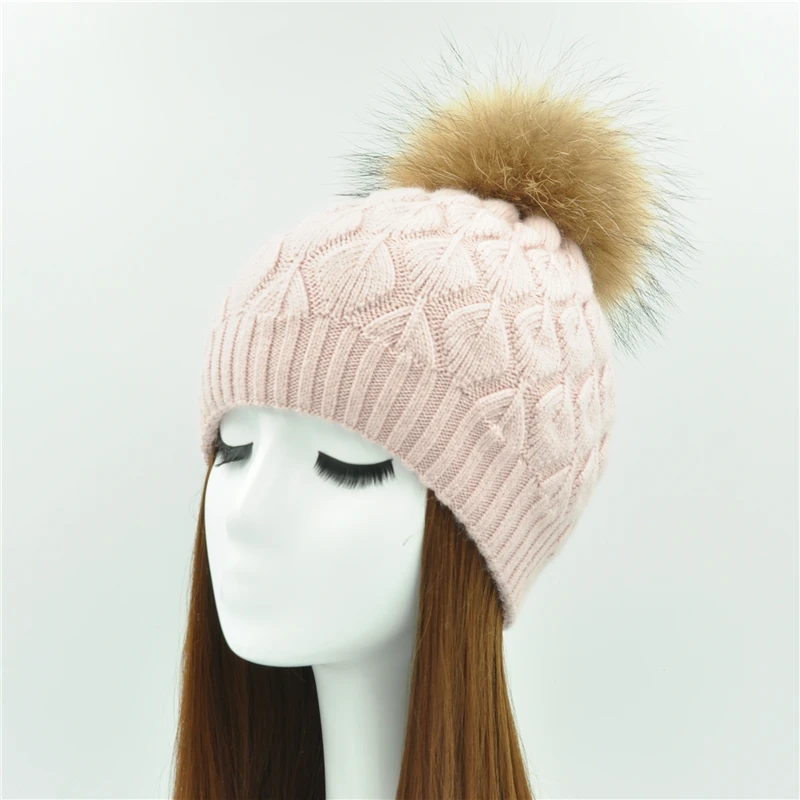 Women Winter Hat Angora Knitted Wool Beanie Female New Fashion Casual Outdoor Thick Ladies Warm Fur Ball Hats